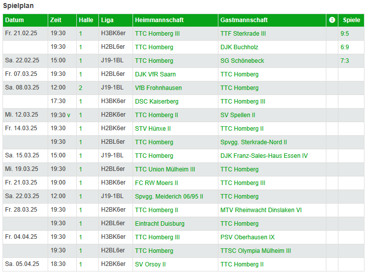 Vereinsspielplan